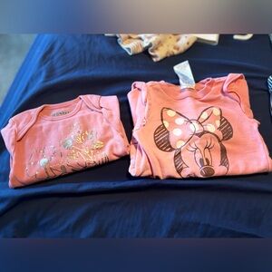 3-6 month long sleeve onesie and pull over Minnie Mouse sweater